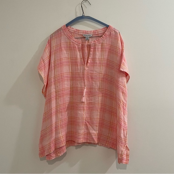 Tommy Bahama Tops - Tommy Bahama Pink and White Blouse